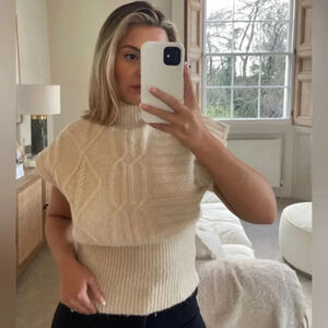 Zara Cream Knit Mock Neck Vest NWT  Size Medium